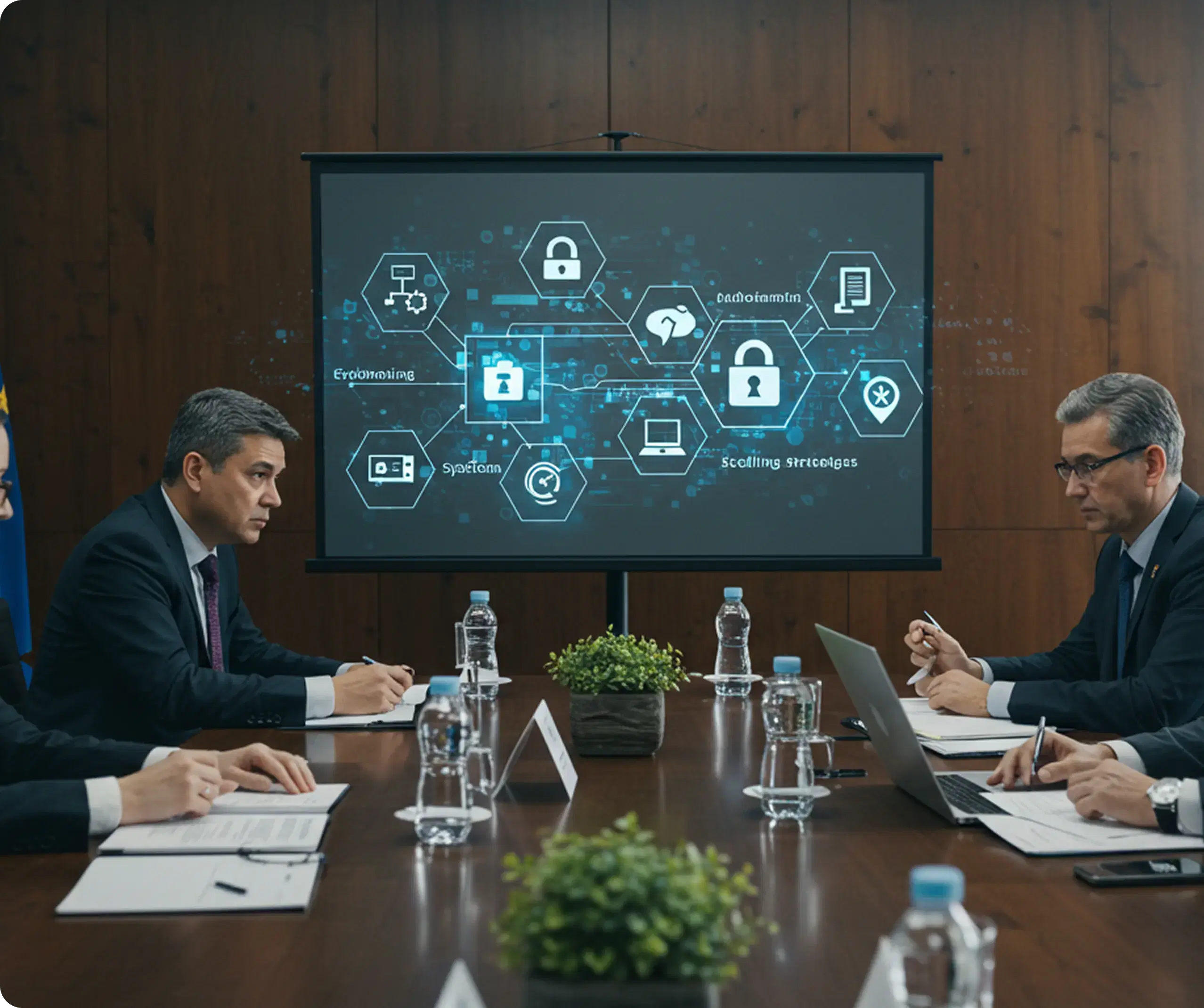 Government operations center with professionals working